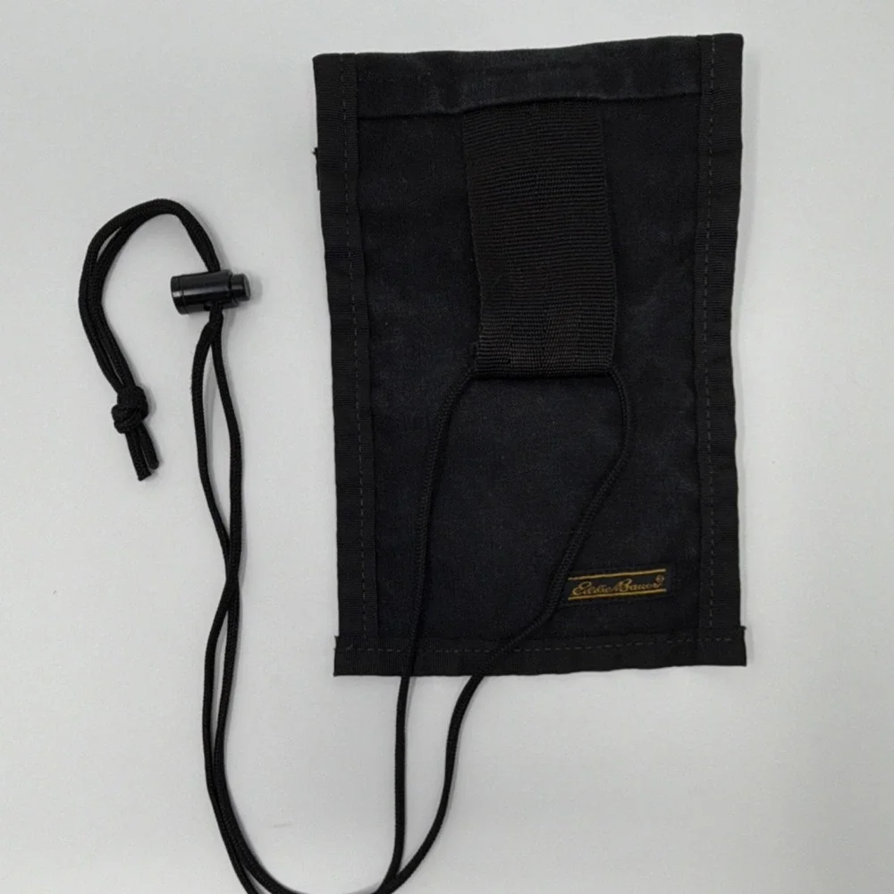 Eddie Bauer Utility Neck Pouch Belt Loop Two Pocket Black Khaki - Picture 9 of 12